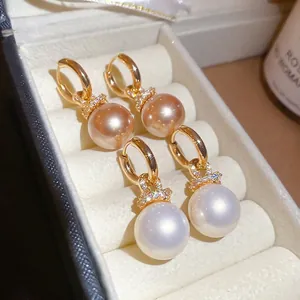Boucles D'oreilles Künstliche Perles Avec Incrustation De Zircon Plaqué Or Tige En Argent Bijoux Élégants Rétro Français Pour Femme
