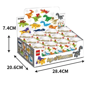 Detailed view of a 12-piece dinosaur building block egg set with precise dimensions