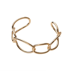 Modern minimalist gold hollow chain link open bangle bracelet for women elegant jewelry