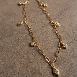 Snake Pendant Necklace Zircon Gold Plated Copper Vintage Animal Style Paperclip Chain Jewelry For Women