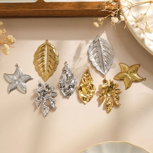 304 stainless steel leaf and starfish charms in gold and silver for DIY jewelry
