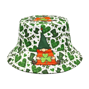 St Patricks Day Bucket Hat Shamrock Clover Gnome Print Polyester Sun Protection Breathable Festival Parade For Women Men