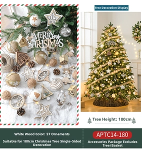 Close-up of 57pcs white wood Christmas ornaments including stars and pine cones for tree