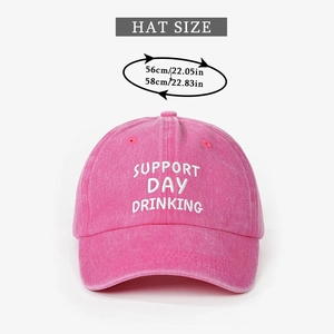 Détail de la casquette rose en coton délavé avec broderie Support Day Drinking