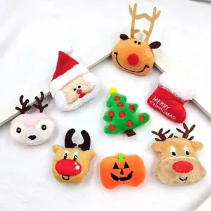 Christmas Plush Brooch Santa Claus Reindeer Pumpkin Pin Cute Cartoon Soft Fabric Accessory DIY Decoration