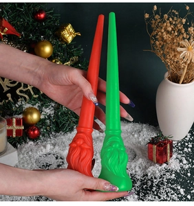 Christmas gnome long candle silicone molds in red and green for DIY holiday decor