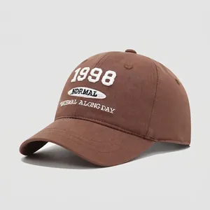 Cappellino da baseball marrone in cotone per bambini con ricamo 1998 in stile hip-hop