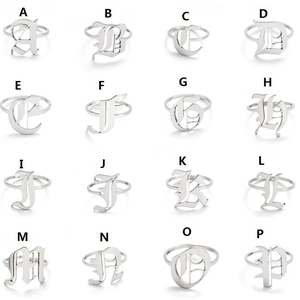 Vintage stainless steel gothic letter rings in silver color for men and women
