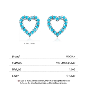 Boucles d'oreilles cœur en argent 925 avec turquoise incrustée pour femme