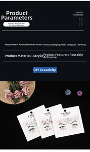 Macro detail of acrylic face gems in various designs with white card and OPP packaging