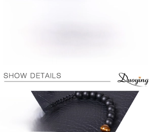 Adjustable 8mm tiger eye and matte stone beaded bracelet with 16g weight detail