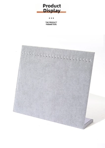 L-shaped gray velvet jewelry display stand with 17 hooks for necklace and earrings