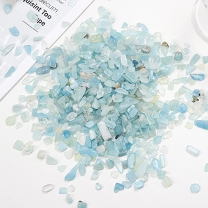 Polished natural aquamarine crystal chips for home decor and stone purification