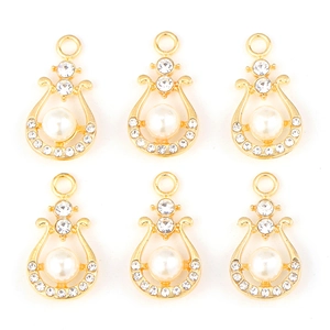 Pendentifs harpe dorés avec perles et strass pour la création de bijoux DIY