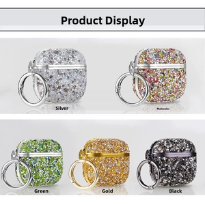 Sparkling crystal studded AirPods Pro case with metal carabiner in five various colors