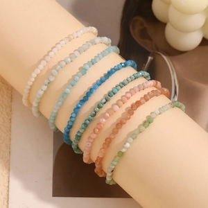 18K gold plated stainless steel anklet with colorful natural stones for women