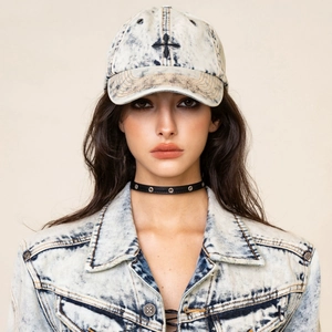 Retro Washed Denim Baseball Cap Distressed Streetwear Sun Hat With Cross Embroidery Adjustable Strap For Men Women