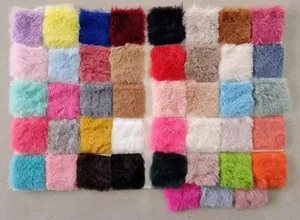 Color chart of 800g faux rabbit fur fabric showing 40 different vibrant color samples