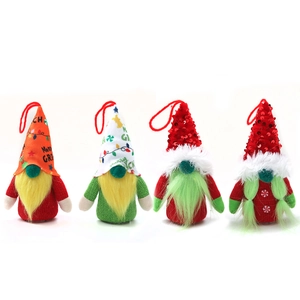 Set of four Christmas Grinch plush dolls with glowing lights and festive hats for decor