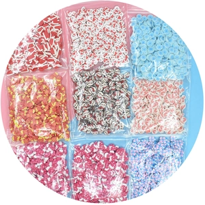 Christmas candy cane and fruit polymer clay slices for DIY nail art and slime filler