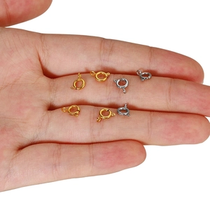 Miniature round spring ring clasps in gold and silver for DIY jewelry making