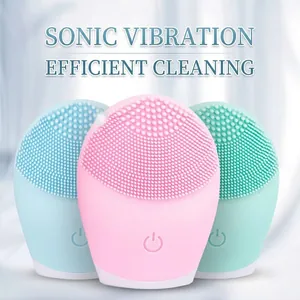 Electric Facial Cleansing Brush Silicone Sonic Vibration Waterproof Pore Cleaner Face Washing Tool Portable Skin Massager