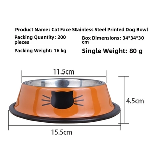 Detail showing orange stainless steel cat bowl dimensions with anti-slip rubber base