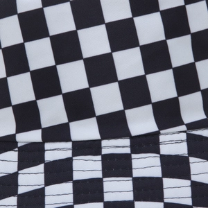 Chapeau bob Harajuku réversible à carreaux noir et blanc avec coutures renforcées