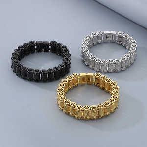 Trois bracelets chaîne de vélo mécanique en acier inoxydable noir argent et doré