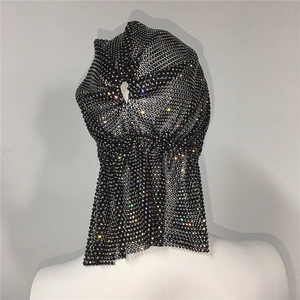 Detailed view of luxury mesh headpiece with sparkling rhinestones for party wear