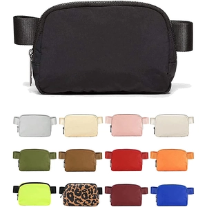 Detailed view of waterproof nylon belt bag shown in a variety of twelve vibrant colors