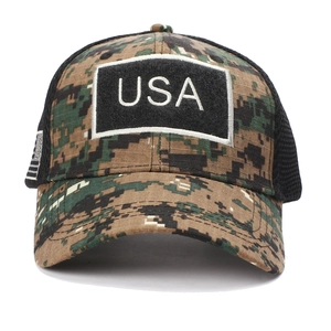 Tactical camouflage baseball cap with USA embroidery and mesh back for breathability