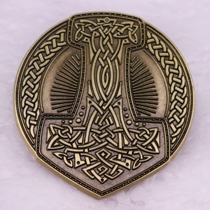 Thor Hammer Mjolnir Viking Rune Brooch Alloy Vintage Retro Celtic Knot Metal Pin Badge Unisex Jewelry Accessory