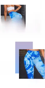 Dettaglio dei pantaloni da yoga senza cuciture tie-dye a vita alta con effetto push-up