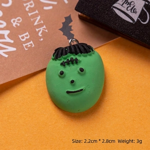 Detailed view of resin Frankenstein charm with dimensions 2.2cm x 2.8cm for Halloween DIY
