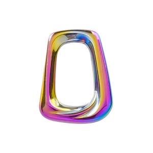 Close-up of rainbow plated 304 stainless steel irregular trapezoid hollow pendant