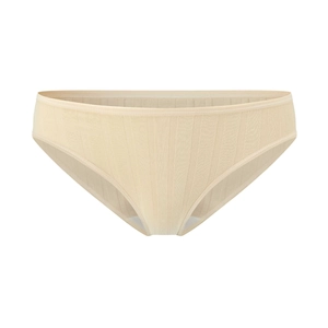 Minimalist beige ribbed cotton panties for women with breathable double-layer crotch