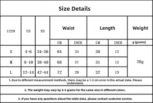 Detailed size guide table for women's lace boyshort panties including US and EU measurements