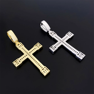 Hip hop cross pendant necklaces in gold and silver finish with AAA zircon stones