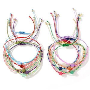 Handgemachtes verstellbares Perlenarmbänder-Set mit bunten Perlen und Steinen für Paare