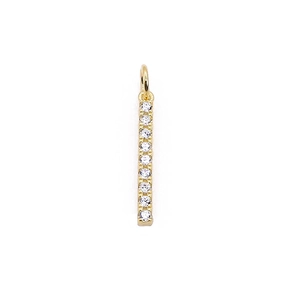 Minimalist S925 sterling silver gold rectangular pendant with micro-pave white zircon stones