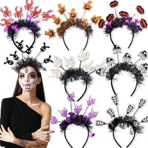 Halloween Headband Party Decoration Pumpkin Spider Skull Bat Vampire Teeth Tinsel Hair Hoop For Kids Adults Costume Accessory