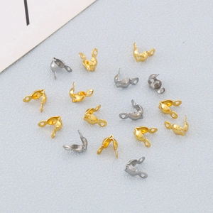Gold and silver stainless steel bead tip covers for DIY jewelry making and bead stringing