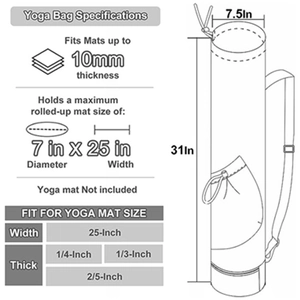 Guía de tallas de bolsa multiuso para esterilla de yoga de hasta 10 mm de grosor