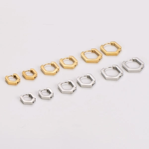 Hexagon Hoop Earrings 304 Stainless Steel Polished Geometric Minimalist Jewelry For Women Men Simple Ear Buckle Huggie Style