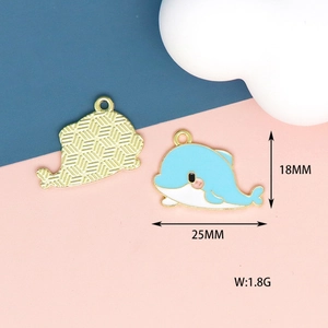 Blue whale enamel charm with 18mm height and 25mm width for DIY jewelry making