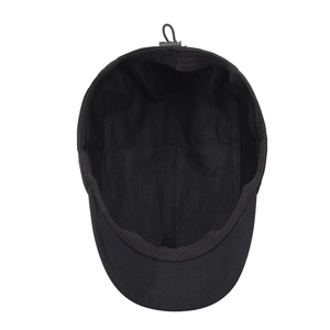 Unisex short brim baseball cap with breathable mesh lining and adjustable drawstring cord