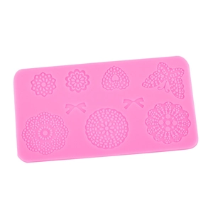 Pink butterfly and flower lace silicone mold for DIY fondant cake and chocolate baking