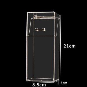 Clear acrylic makeup brush holder with dustproof lid, vertical desktop organizer box