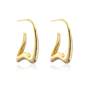 Irregular geometric hoop earrings with 18K gold plating in a minimalist wavy style
